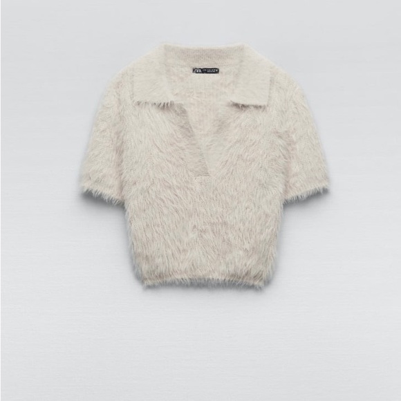 Zara Tops - NWT ZARA faux fur polo shirt